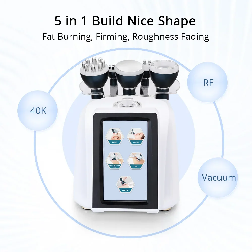 40K 5 In 1 Ultrasonic Cavitation Vacuum Body Slimming Machine Radio Frequency Weight Loss for Home Use Body Shaper