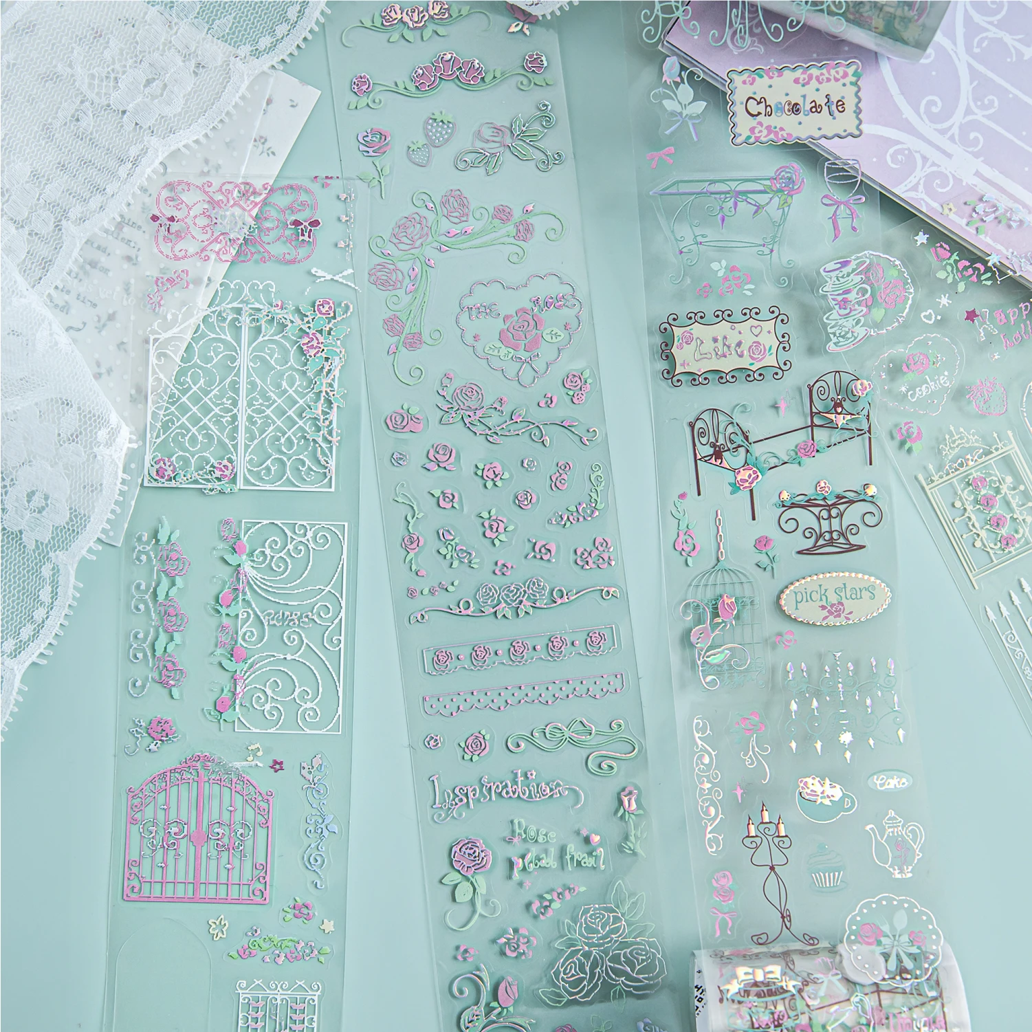 Label Printer Tape - JIANQI Rose Garden Pita Perekat Barang