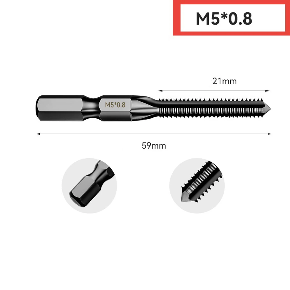 1PCS Tap Drill Bit Hex Shank HSS Threaded Bit Screw Machine Compound Tap  Hex Shank Thread Metric Tap For M2.5/3/4/5/6/8/10/12