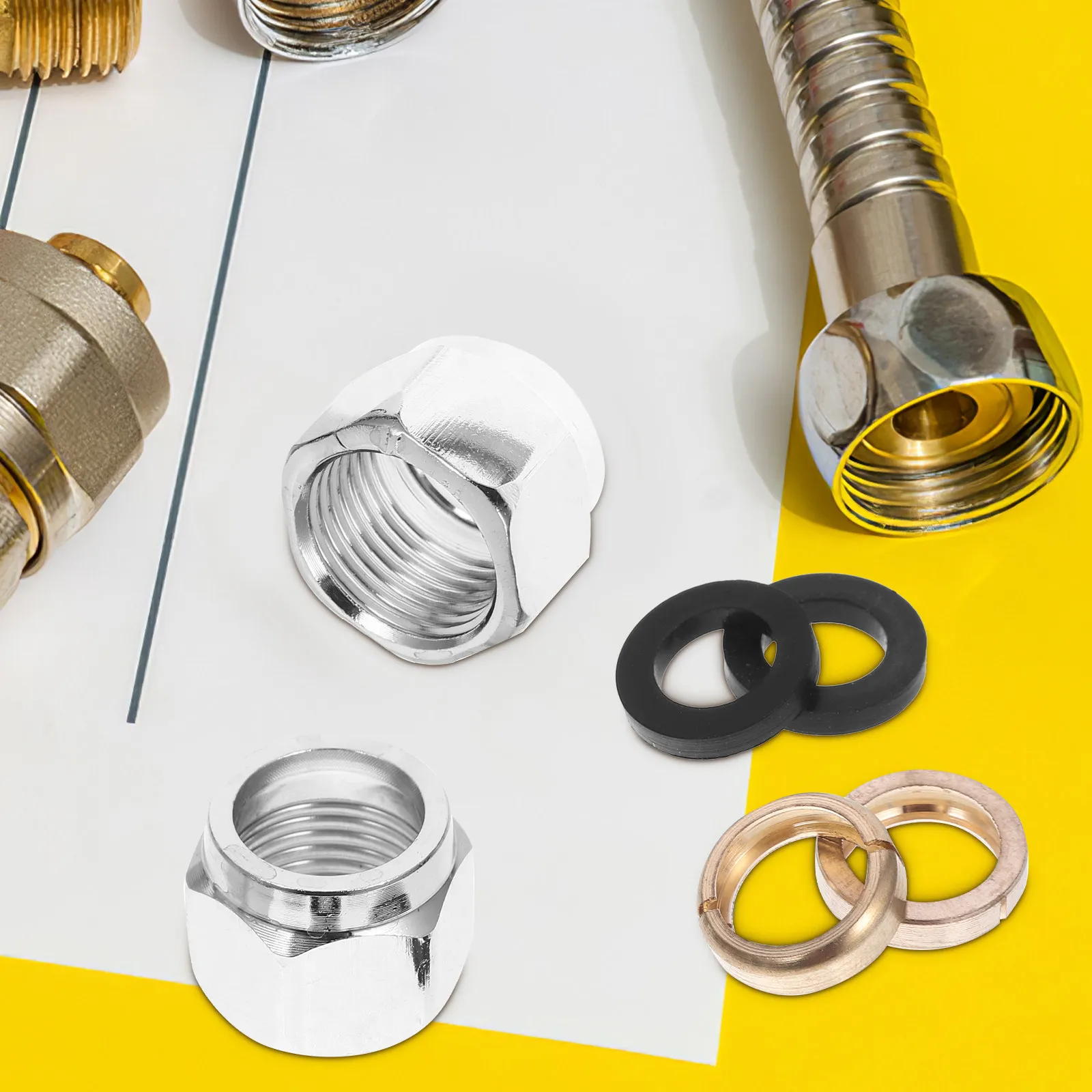 10Pcs Gas Pipe Flare Nut Stainless Steel Copper Leak Prevention Secure Seal Tube Coupling Flare Cap Connector