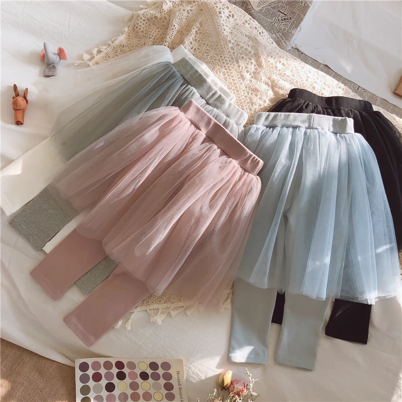 Girls Skirts Pants 2022 New Girls Leggings Baby Girl Clothes Children Mesh Ball Gown Skirt Long Trousers BC895