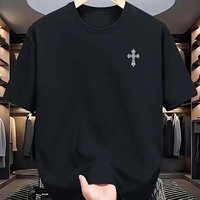 Men'S Casual Crew Neck T-Shirt Breathable Regular Fit Short Sleeve Tee Solid Color Artistic Print Quick-Dry Men Clothing