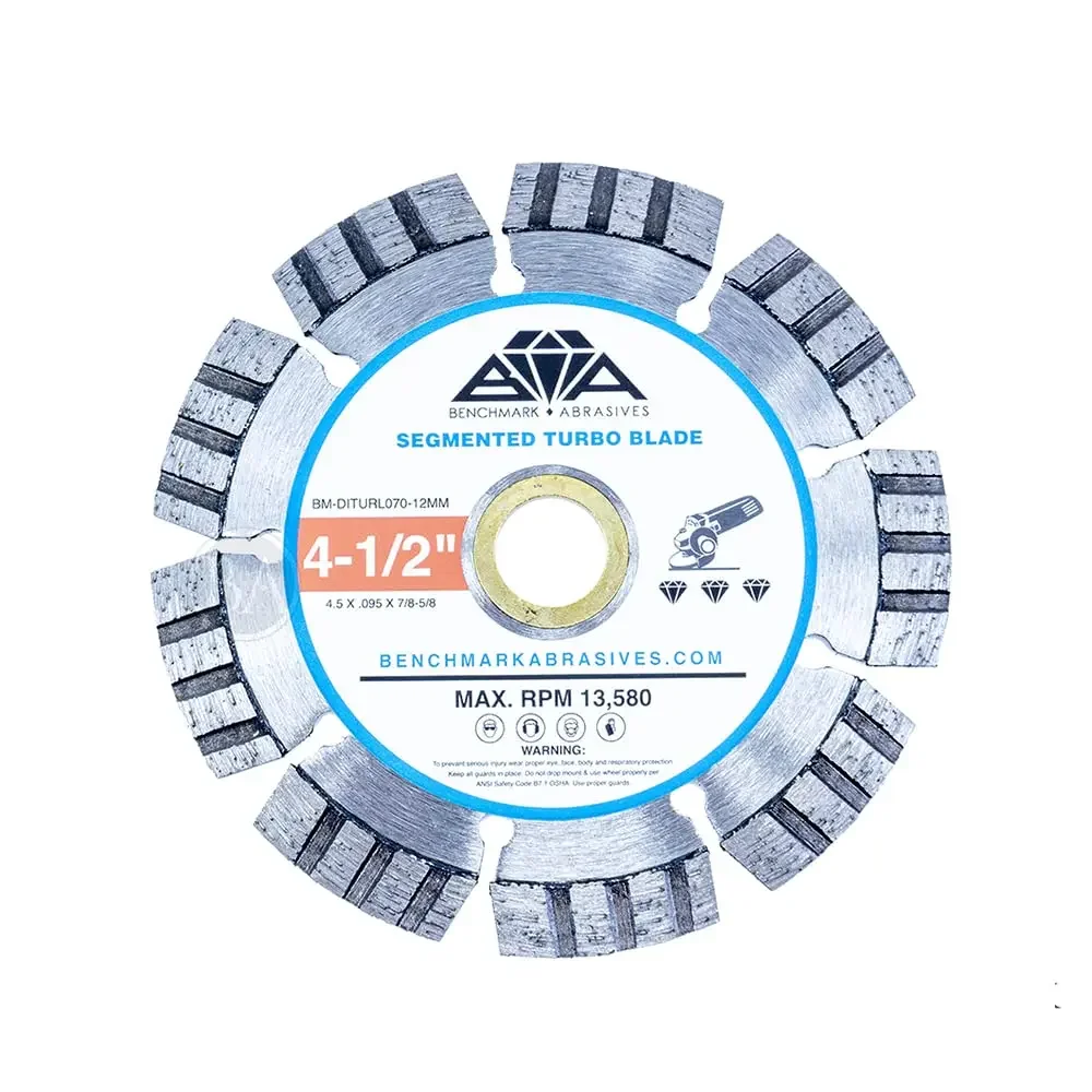 Abrasives 4-1/2" Segmented Turbo Diamond Blade with Steel Core, Saw Blades for Angle Grinder, Cutting Brick Ceramic Tile Granite