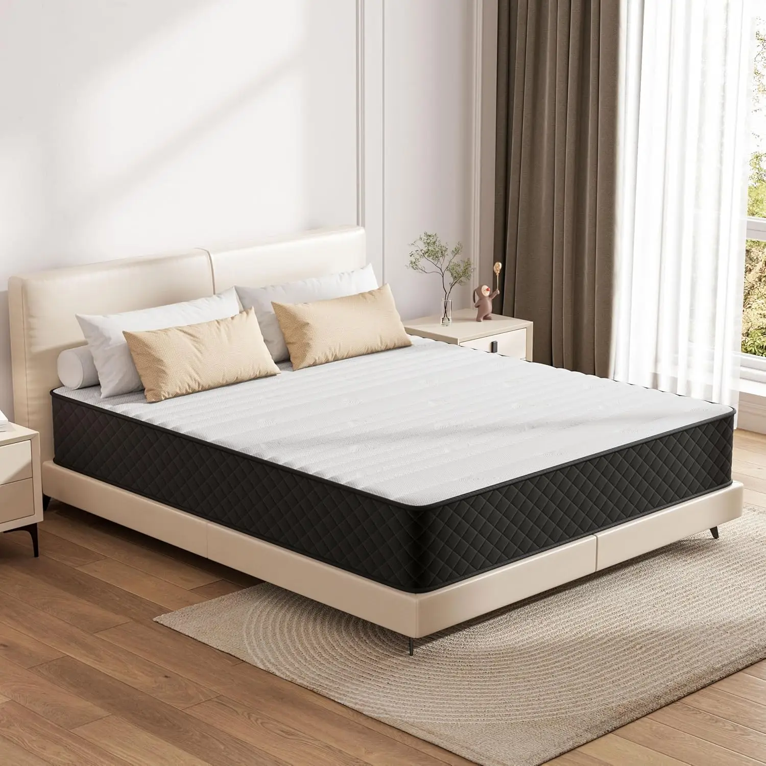 For Pressure Relief, 12 Inch Full Size Hybrid Mattress in White, Memory Foam & Pocket Spring, Strong Support & Motion Isolation