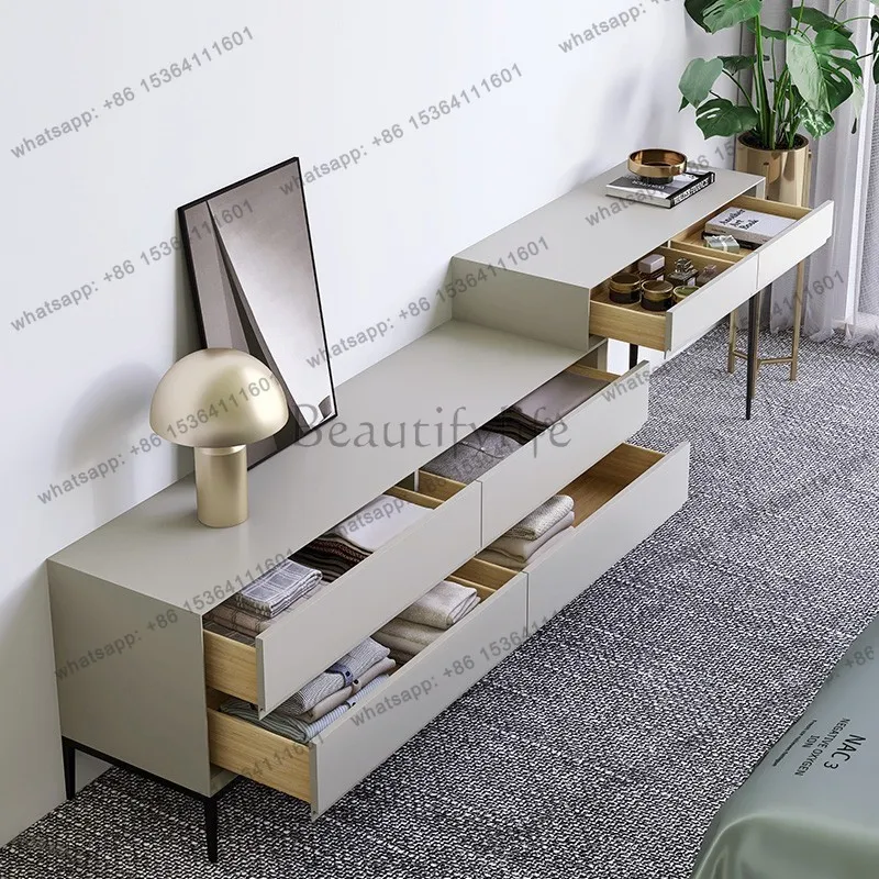 Italian minimalist dresser desk integrated telescopic combination bedroom modern high-end light luxury
