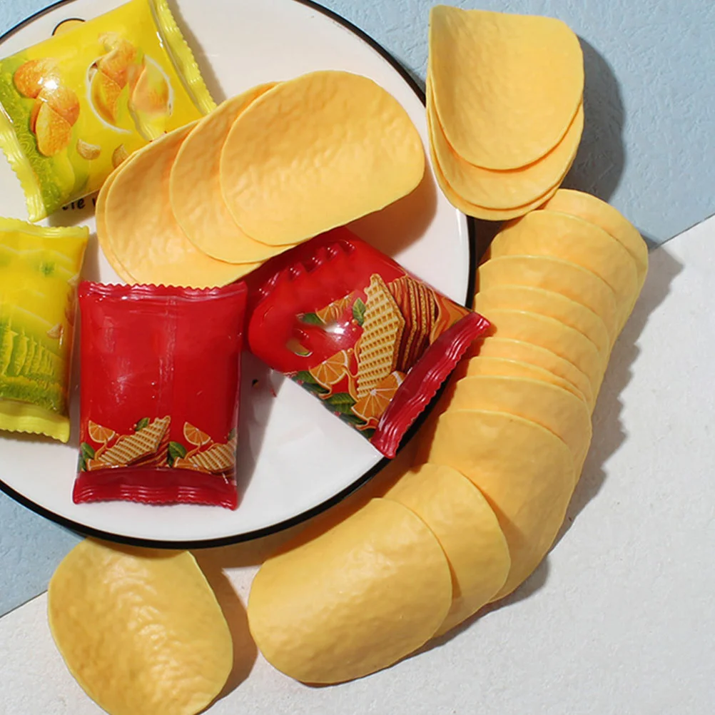 

30Pcs Artificial Potato Chips Lifelike Fake Snacks for Restaurant Display Home Decoration Market Simulation Food Models Yellow