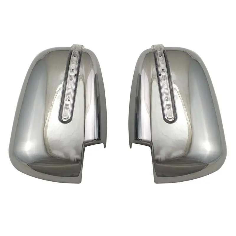 

A65P-2 PCS Car Rearview Mirror Cover Door Mirror Cover With LED Silver ABS For Mitsubishi L200 Triton 2016-2019