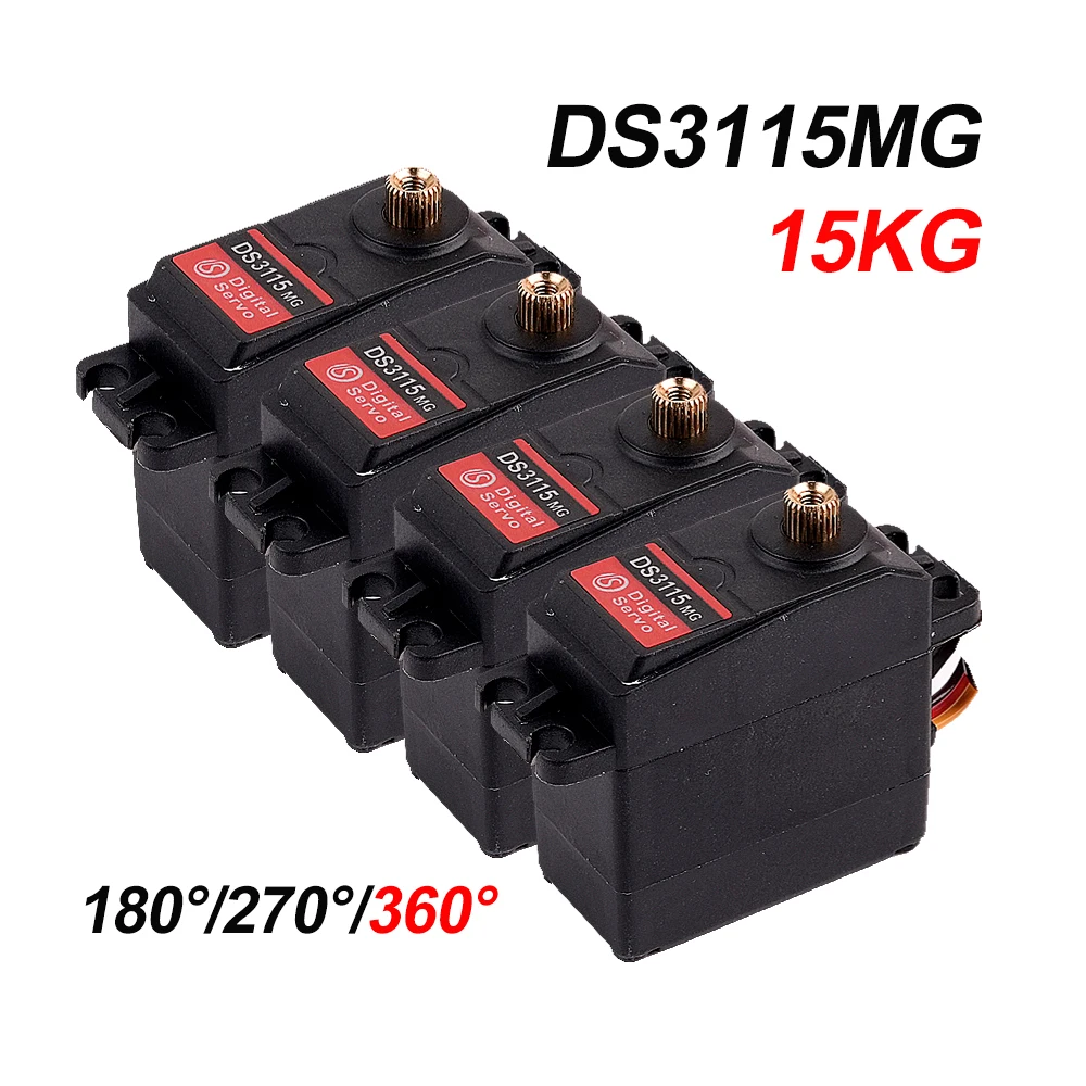 

4pcs 15Kg 4.8-6.8V High Torque Digital Servo 180/270 Degree Angle Controlled Core Motor Steering for 1/8 1/10 RC Model Toys