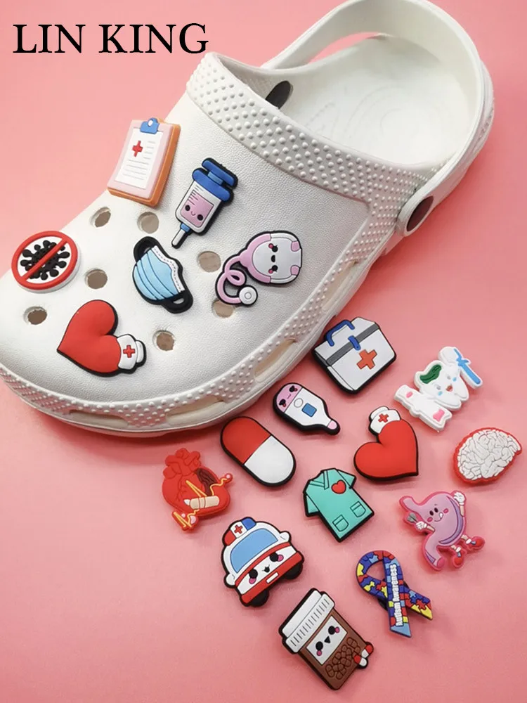 Kawaii Medical PVC Shoe Charm Decorations Diy Buckle Decor Clog Shoes Accessories Pins Ornaments Fit Women Sandals Kids Gifts