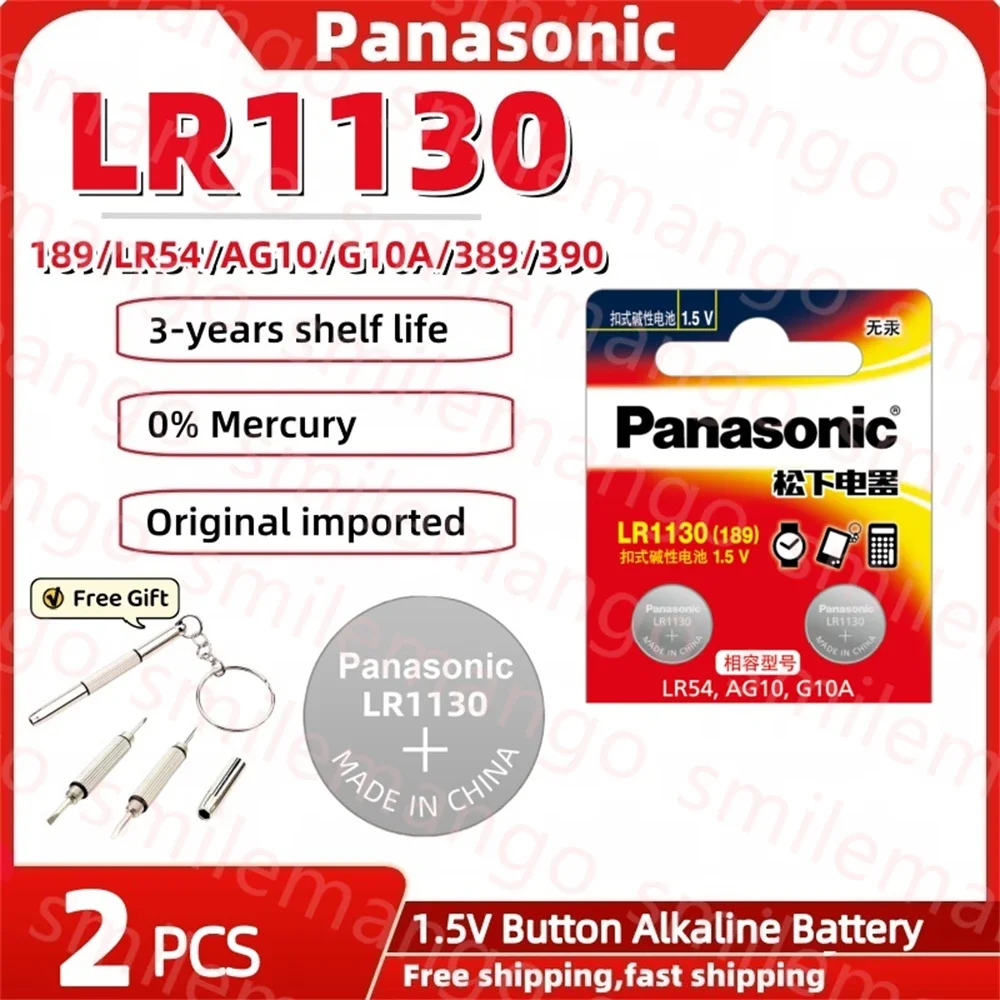 Panasonic 2-50PCS AG10 pilas LR1130 Cell Coin 1.55V SR54 389 189 LR1130 SR1130 G10A Alkaline knop Batterijen voor Horloge Speelgoed