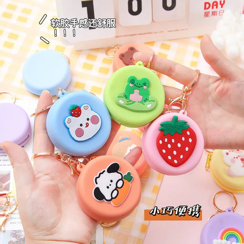 New Women Silicone Coin Purse Cartoon Animal Round Shape Coin Wallet Headset Bag Purse Wallet Pouch Bag Kids Gift Keychain