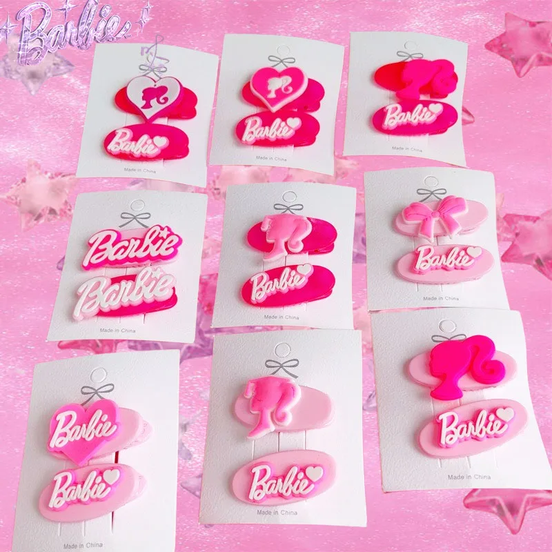 

2Pcs Barbie Hairpins Kawaii Cartoon Decoration Stylish Trendy Ornaments Y2K Bangs Clips Sweet Cute Kids Girl Gift Lovely Girlish