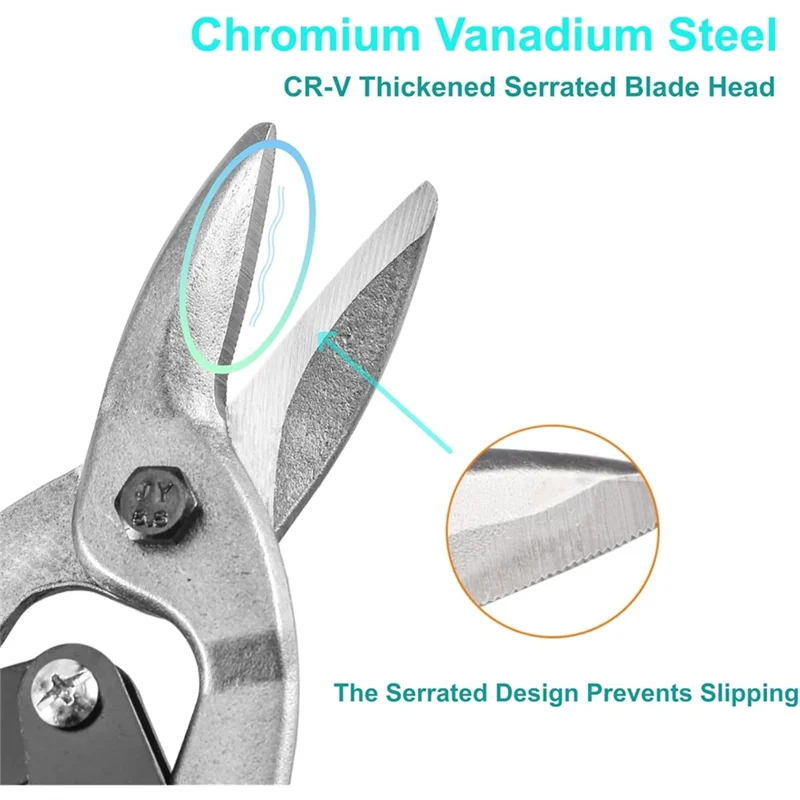 

B84B-Heavy Duty 10" Aviation Tin Snips, CR-V Straight Cut Chrome Vanadium Steel Metal Cutter Shear For Cutting Sheet Metal