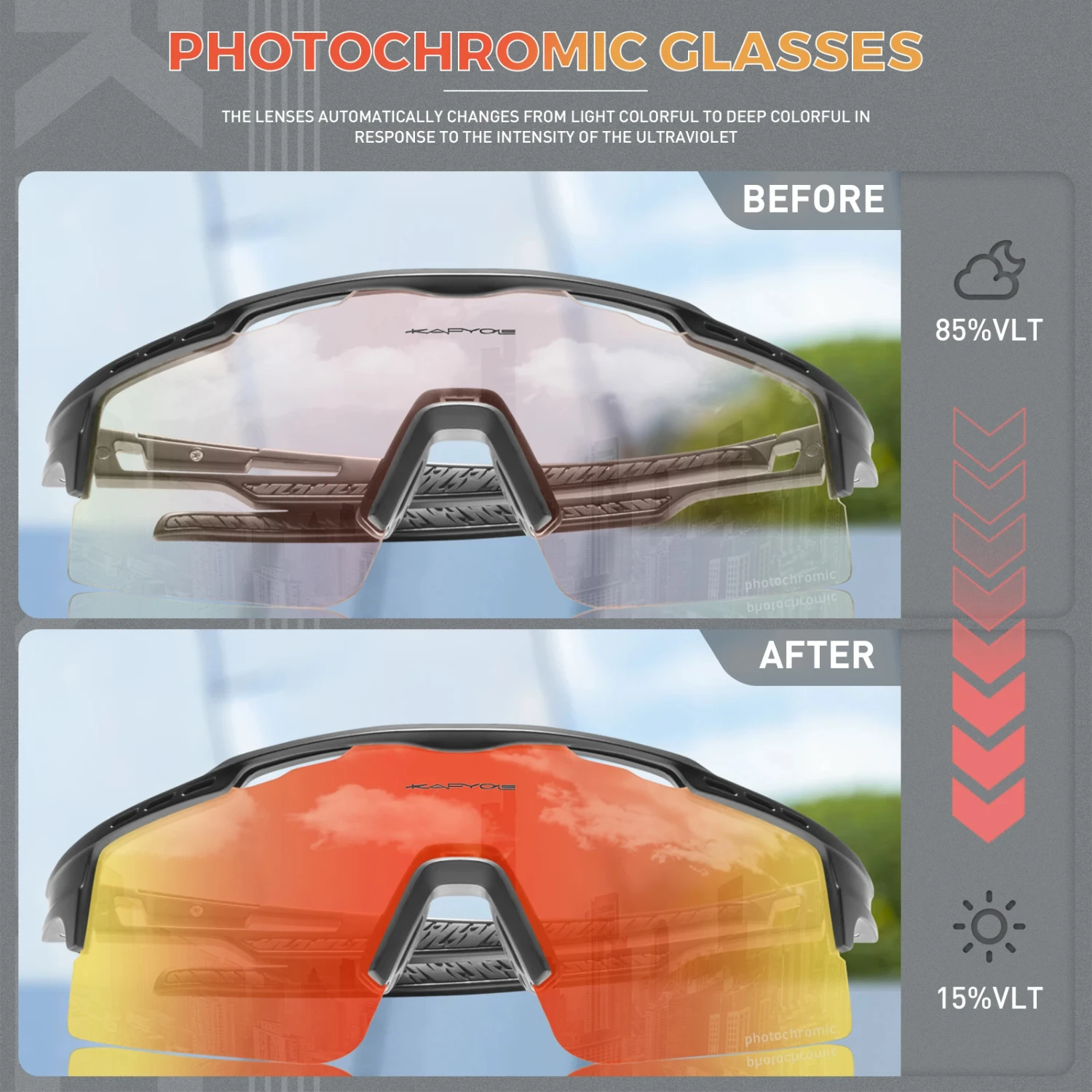 Photochromic Sunglasses UV400 Bike Glasses Men's Sports Cycling Eyewear Outdoor MTB Goggles