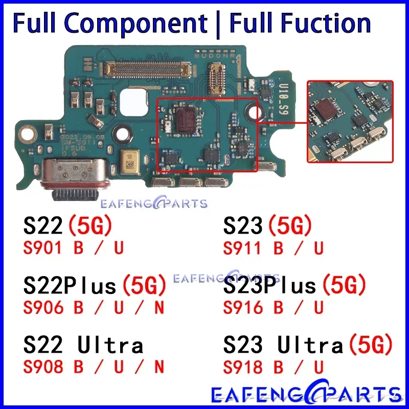 Usb Dock Charger Port for Samsung Galaxy S22 S23 Plus Ultra S901 S906 S908 S911 S916 S918 B U N Charging Board Module