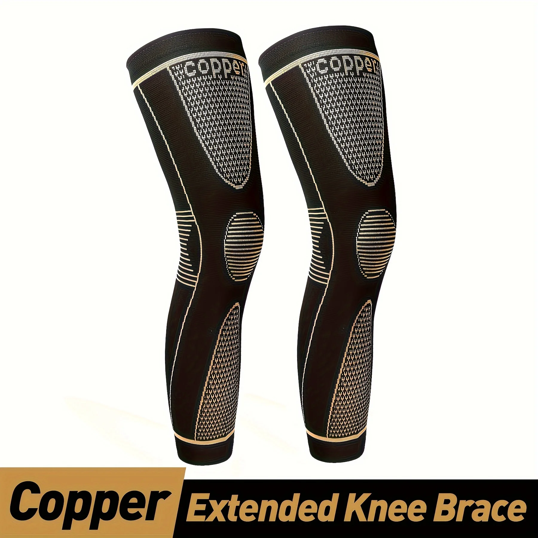 

2 Pack Copper Ion Sports Knee Pads, Extended Leg Pads, Knee Protection, Calf Compression Basketball, Football and Tennis Sports Knee Pads and Leg Pads
