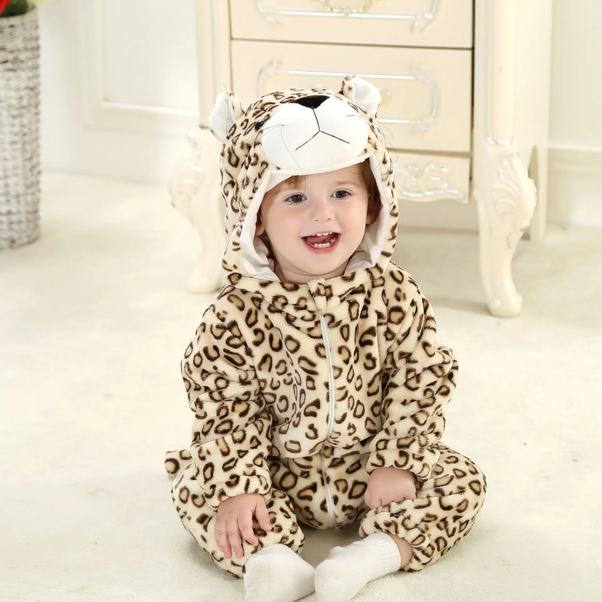 Baby Kawaii Kigurumi Cartoon Pajamas Clothing Newborn Infant Romper Onesie Animal Anime Costume Outfit Hooded Winter Jumpsuit