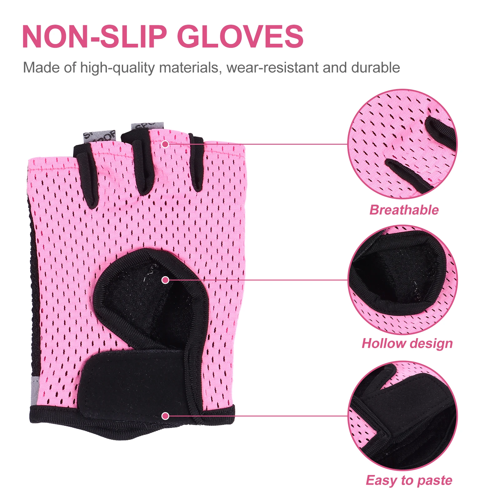 

Workout Gloves for Men Anti-slip Half Finger Cycling Sports Biking Women Pink Biker Man