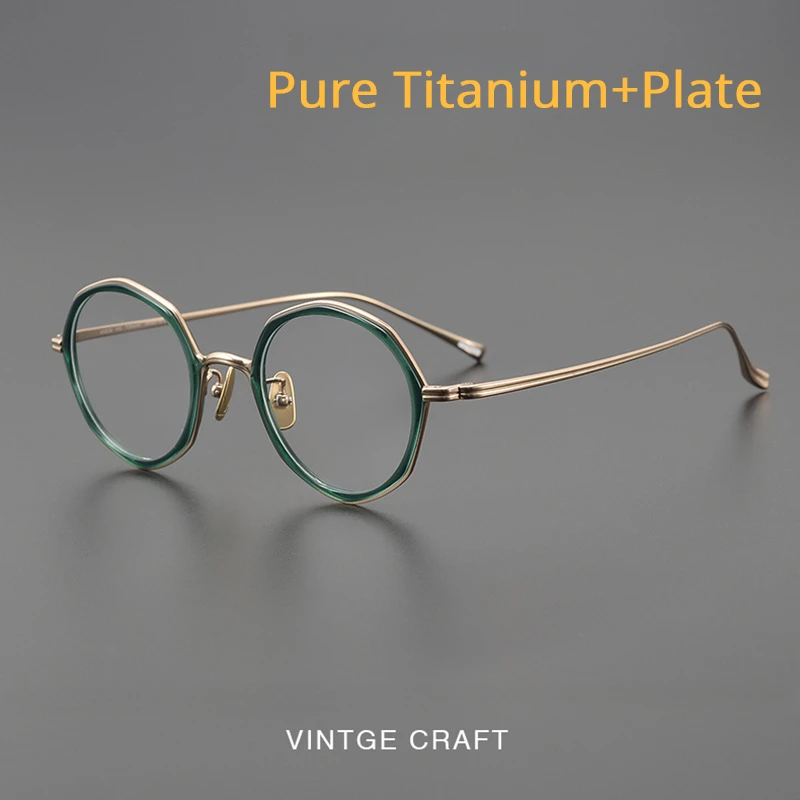 

Japanese Designer Crystal Style Pure Titanium Plate Eyeglasses Frames Men Women Quality Oval Myopic Prescription Glasses Frames