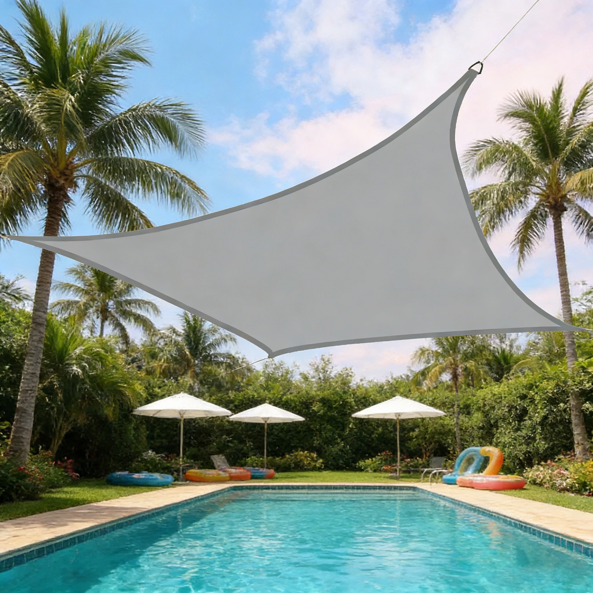 Gray Rectangular Sun Shade Sail 98% UV Block Waterproof Windproof Canopy for Patio Garden, Anti-Fade with Reinforced Grommet