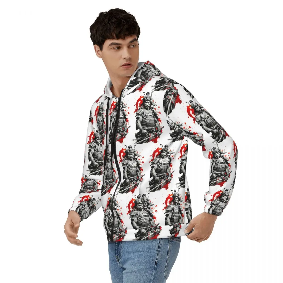 Japanese Samurai Warrior Zipper Hoodies Hip Hop Pullover Autumn Winter Men Women Sweatshirts Long Sleeve Tops