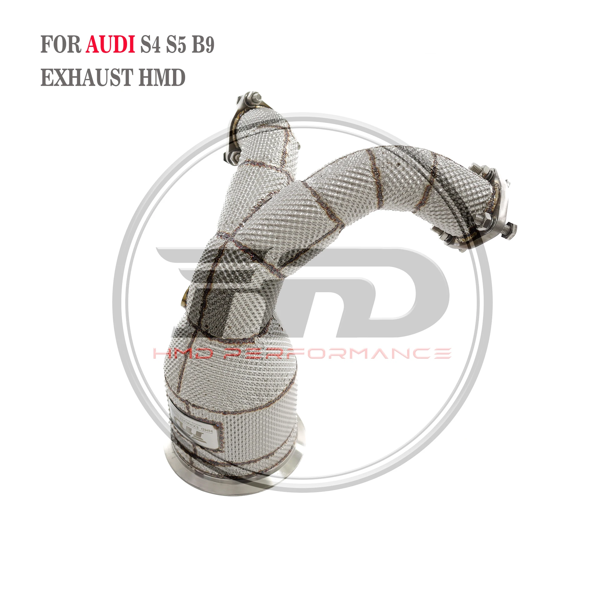 HMD Exhaust High Flow Performance Downpipe for Audi S4 S5 B9  With Heat Shield