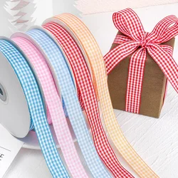 50yardsr/roll 2cm Red Plaid Ribbon Wedding Flower Bouquet Gift Packagingchildren's Craft Diy Bowknot Decoration Party Supplies
