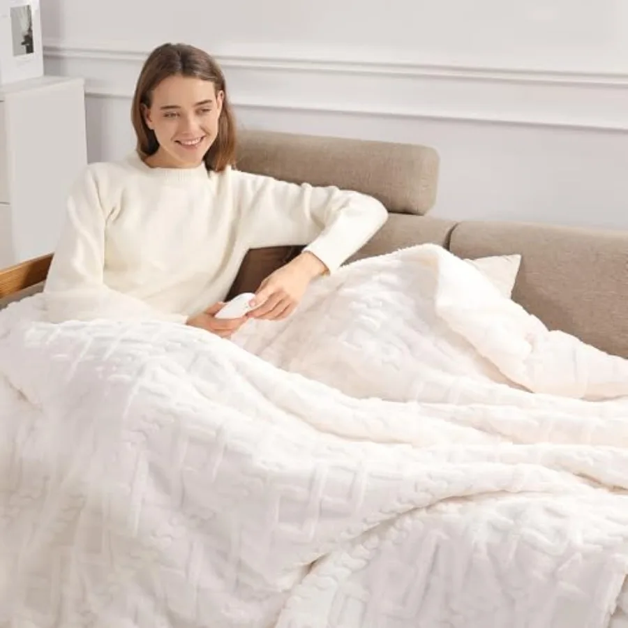 

Одеяло с подогревом 50 x 60 дюймов с 5 уровнями нагрева и 4 часами автоматического выключения Мягкое и плюшевое электрическое одеяло из шерпа с ETL a