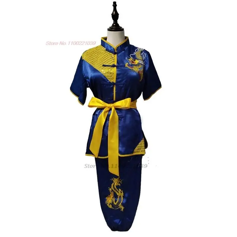 2024 traditional chinese kung fu set retro dragon embroidery wing chun wushu set taiji uniform martial arts performance clothes