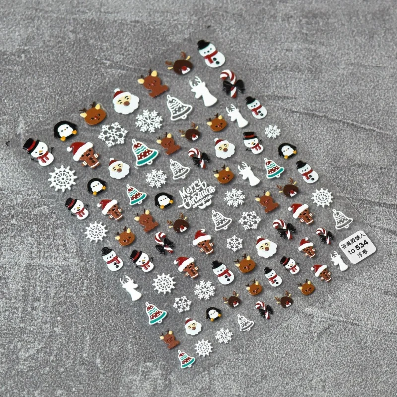 [Meow.Sensei] Relief 534 Hot sticker Cute Nail Stickers adesivi giapponesi adesivi per unghie natale Gingerbread Man