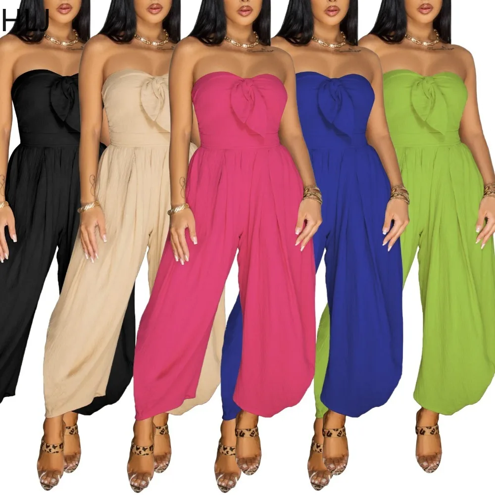 

HLJ Autumn New Fashion Bodycon Jumpsuits Woman Sleeveless Backless Ruched Patchwork Rompers Female Streetwear Overalls 2025 New