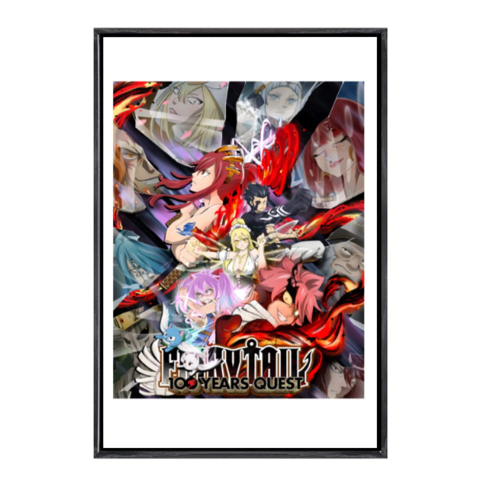 

Японская манга, многоразмерный холст, постер в двойной рамке, настенное искусство, сказочный хвост, домашний декор для гостиной, спальни