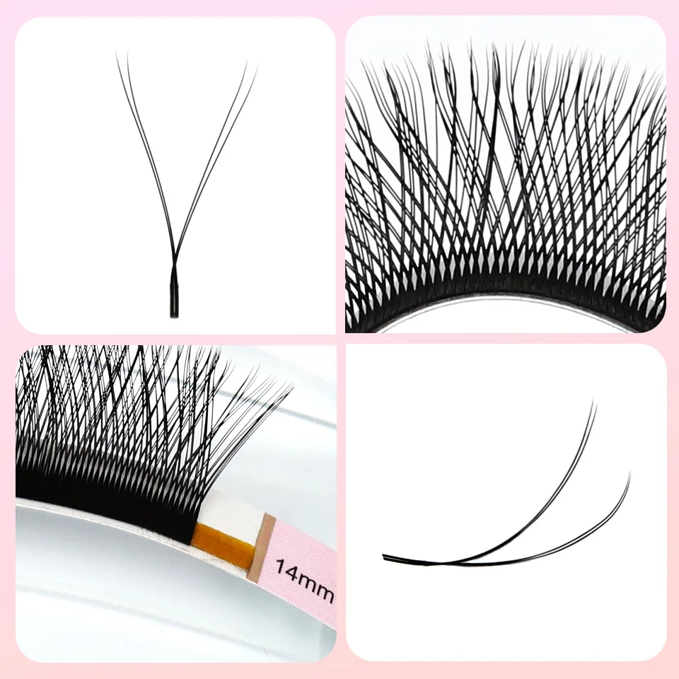 AGUUD YY Lashes Black Brown Individual Eyelash W Shape 2D 3D 4D Premade Volume Fans Clover Mink Faux Cil Bloom Eyelash Extension