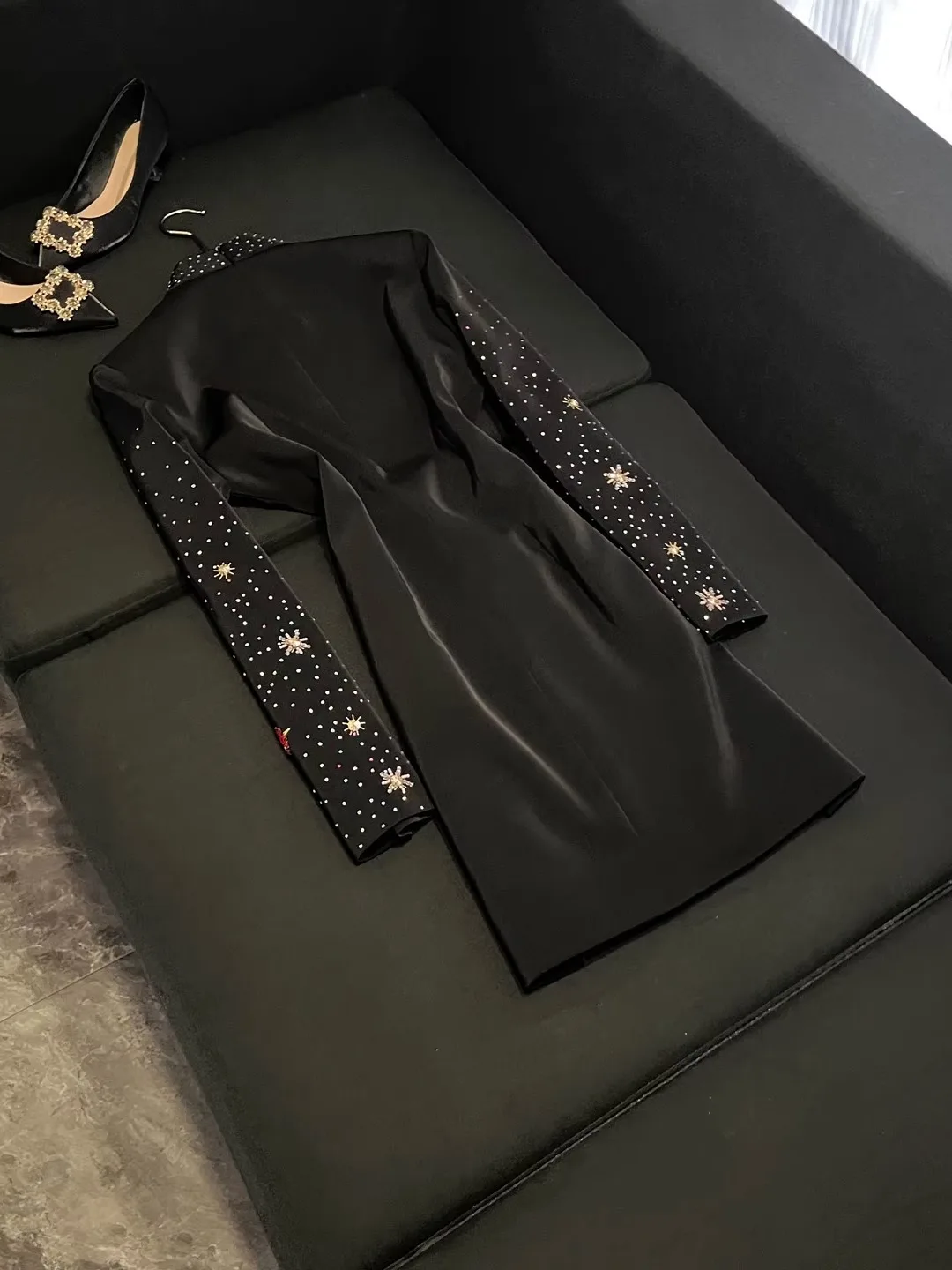 

Осень 2023, сексуальный костюм трапециевидной формы с высокой талией Dr Long Sve, расшитый бисером, облегающий костюм Dr AX309 для молодых женщин