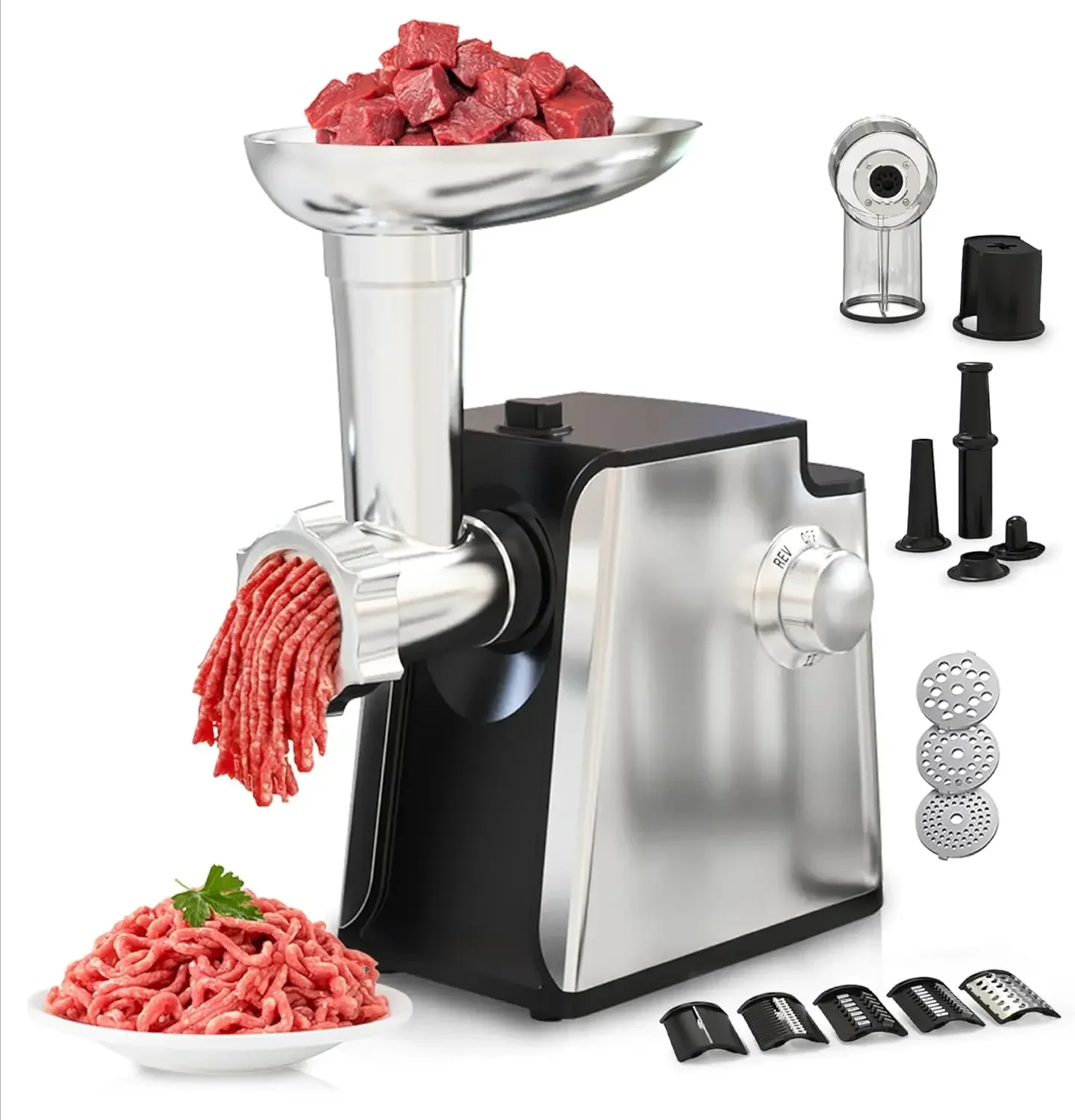 

Electric Meat Grinder 2800W Sausage Stuffer Maker 4-In-1 Vegetable Shredder With 3 Slice, Shred Blades,5 Blades,Sausage Stuffer,