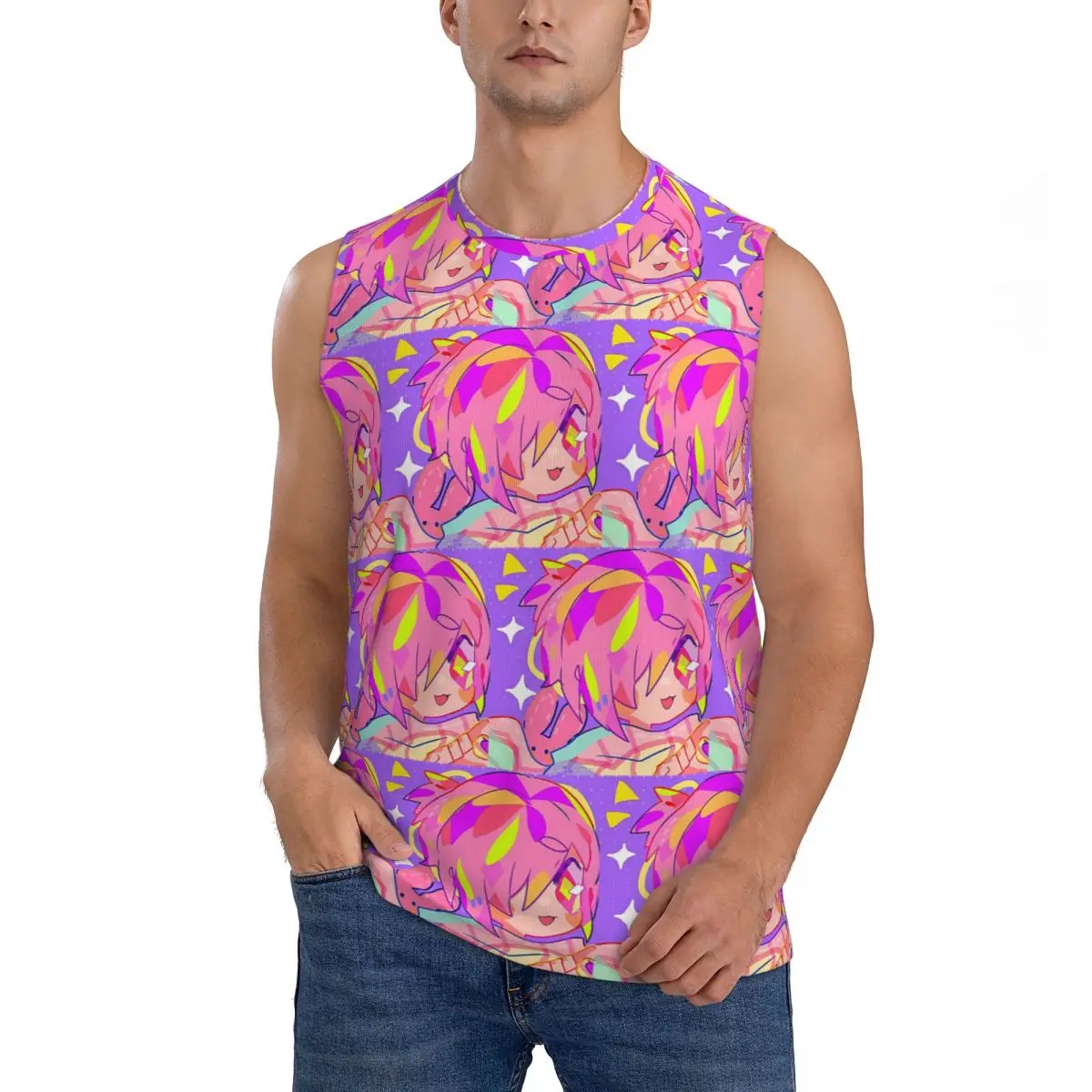 Mitsuba Toilet Bound Hanako-kun Butto Men Sleeveless Tank Tops Quick Dry Breathable Gym Fitness Running Summer Casual Sport Vest