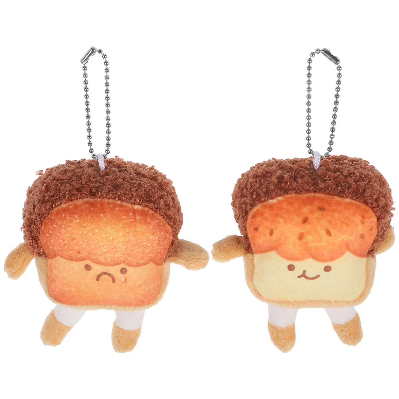 

2Pcs Mini Stuffed Toast Pendant Cute Bread Keychain Bag Hanging Ornament Soft Comfortable Car Backpack Charm for Birthday Party
