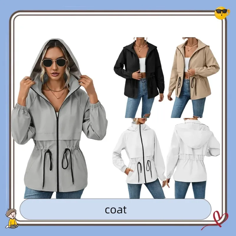 

Outdoor Sports Hiking Hooded Casual Mid-Length Windbreaker Jacket