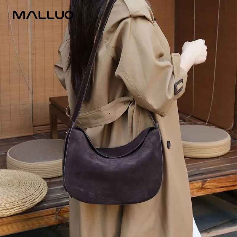 

Women's Suede Cow Leather Shoulder Underarm Bag Female Retro Soft Cowhide Durable Handbags Ladies Fashion Designer Luxury Bags
