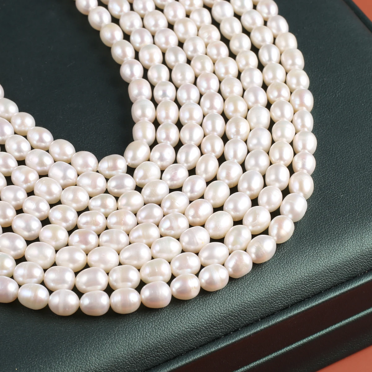 100% Natural Freshwater Pearl Beads High-quality 36cm Rice Shaped White Pearls 7-8mm Jewelry Making DIY Necklace Bracelet Gift