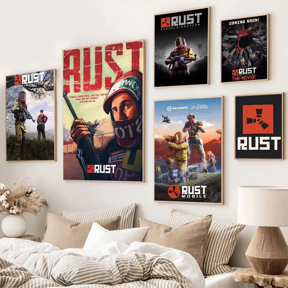 R-RUST Survival Game Self-adhesive Art Poster Whitepaper Prints Posters Artwork Aesthetic Art Wall Painting