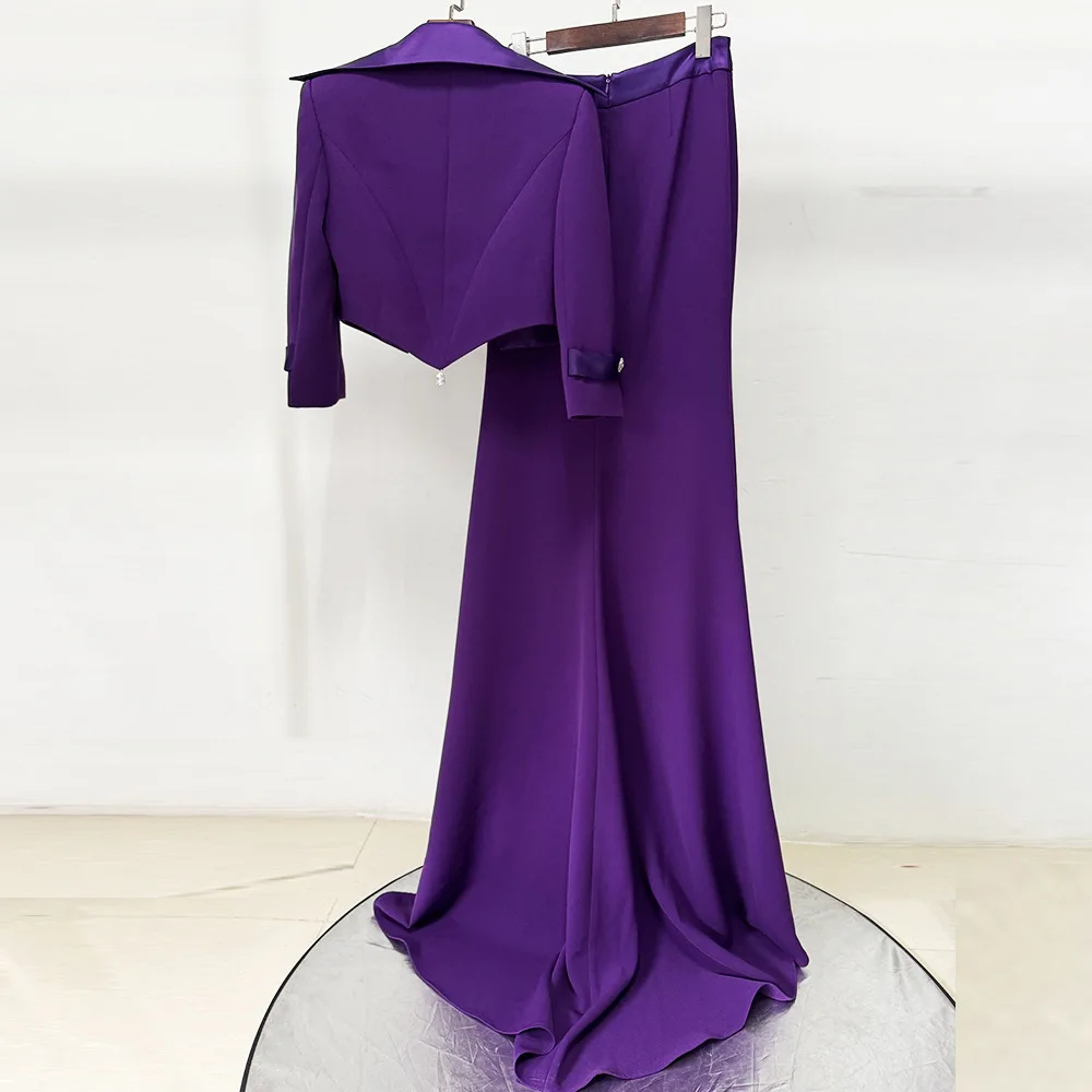HIGH QUALITY Newest Fashion 2026 Designer Suit Set Women's Diamond Button Short Tops Long Skirt Set 2pcs