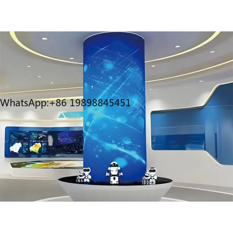 

Customized P2.5 Full Color IP43 Indoor/Outdoor LED Screen Video Wall Soft Flexible Cylindrical Sheet Metal Design Shopping Malls