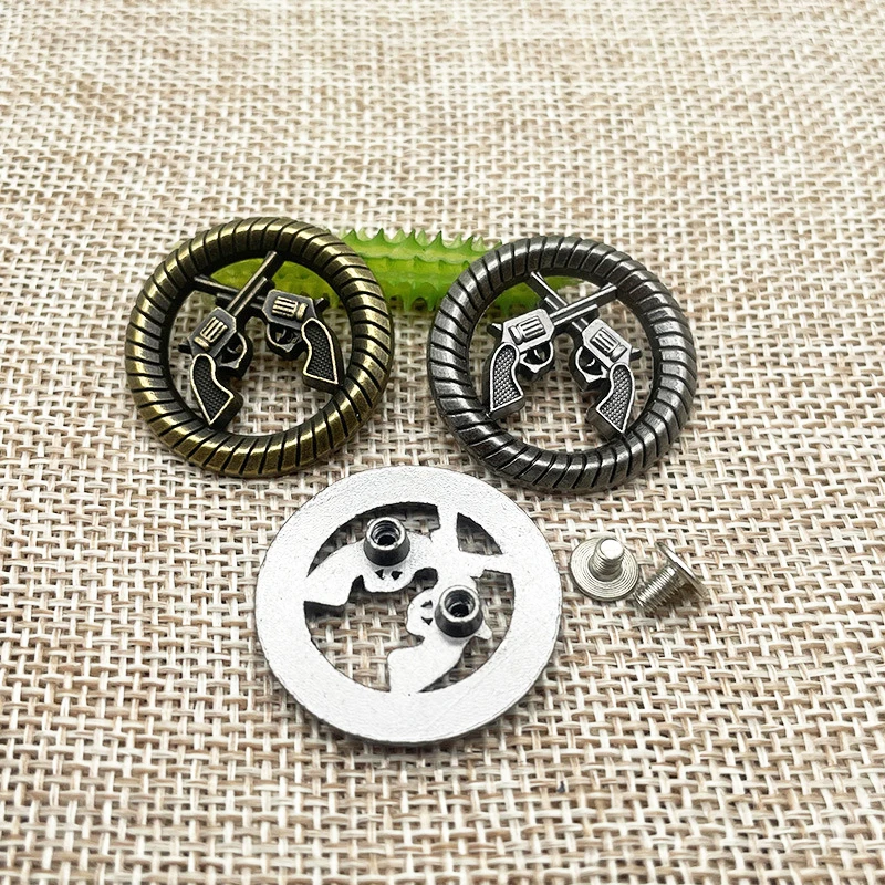 5Pcs 29mm Two Guns Conchos for Leather Decorative Conchos Buttons Metal Stud Screw Back Rivet DIY Creativity Product Accessories