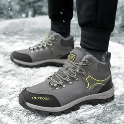 Men's high top boots winter high top cotton shoes sports shoes men's plush boots winter shoes durable anti slip hiking shoes