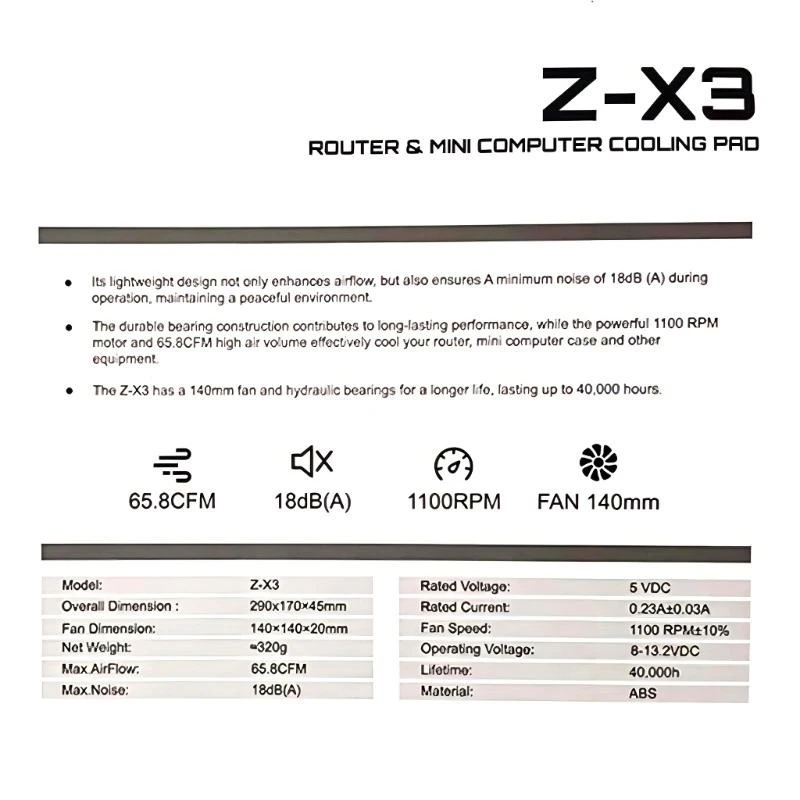 

652F Quiet 290mm 170mm USB Fan,for Receiver DVR Computer Cabinet Cooling 5V USB Power Cooling Case Fan for Router