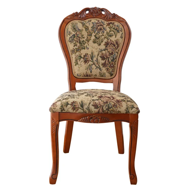 

European dining chair solid wood, balcony coffee table chair, American reception table and chair, bedroom study chair