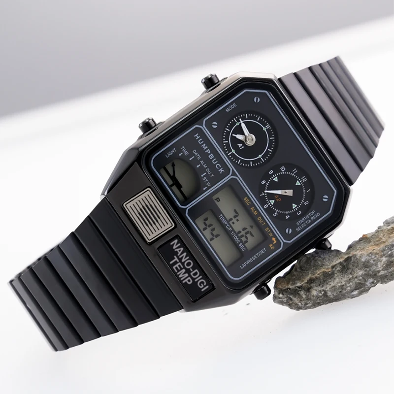 Humpbuck Elektronisch Uurwerk Waterdicht Sporthorloge Voor Mannen Stopwatch Chronograaf Met Datumdisplay En Temperatuurweergave