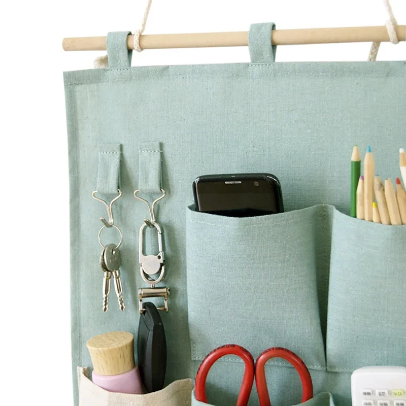 Cotton Hanging Storage Bag Waterproof Hanging Organizer Living Room Bathroom Kitchen Home Fabric Wall Closet Organizer