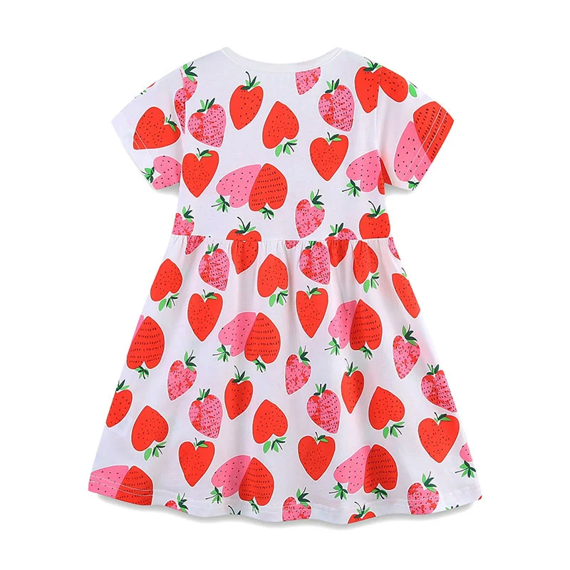 2-7T New Arrival Strawberry Princess Dresses Summer Girls Party Dress Birthday Kids  School Children Clothing Toddler Dresses